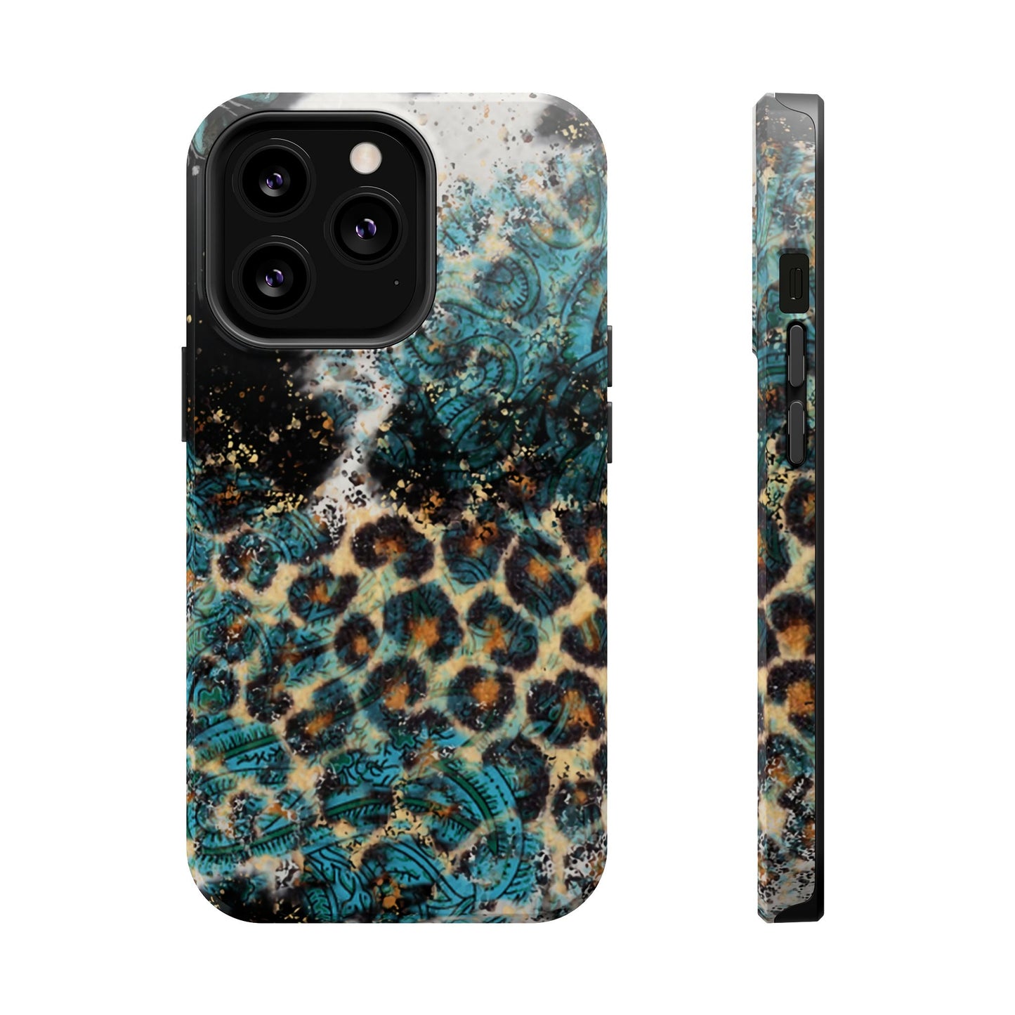 Turquoise Paisley Cowhide Leopard - MagSafe iPhone Series Case