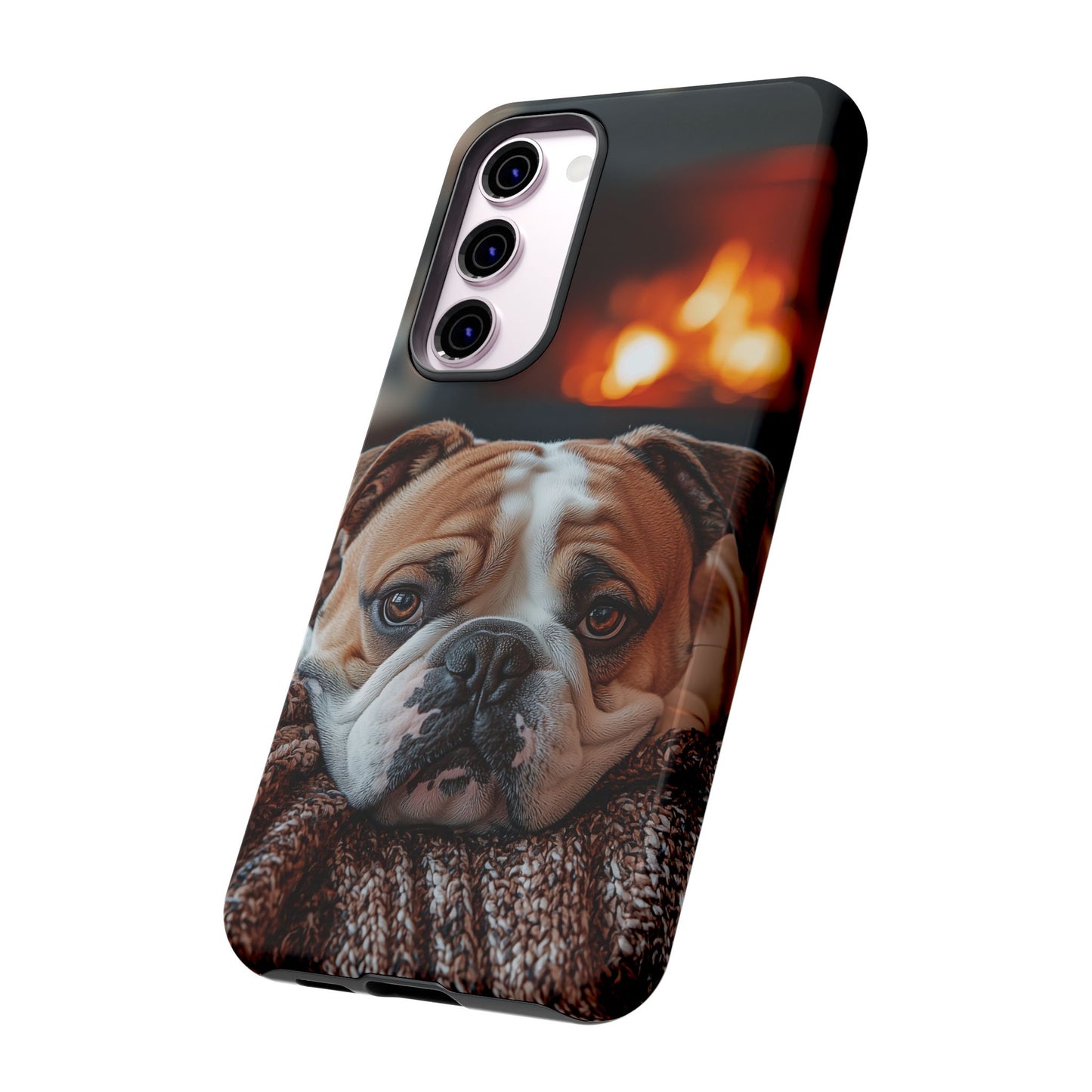 Cozy Bulldog Samsung Galaxy Case – Fireside-Inspired Protective Cover