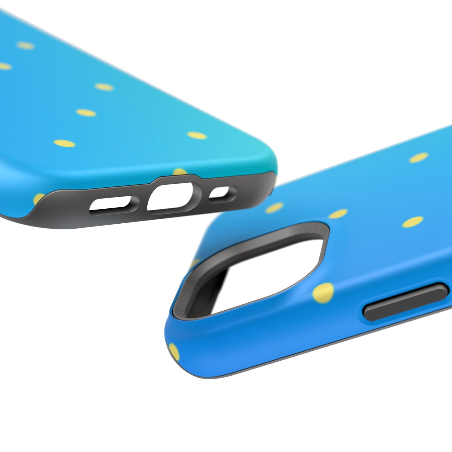 Blue Ocean Gradient Polka Dots MagSafe iPhone Case – Shockproof, Smooth Matte Finish, Dual-Layer Design