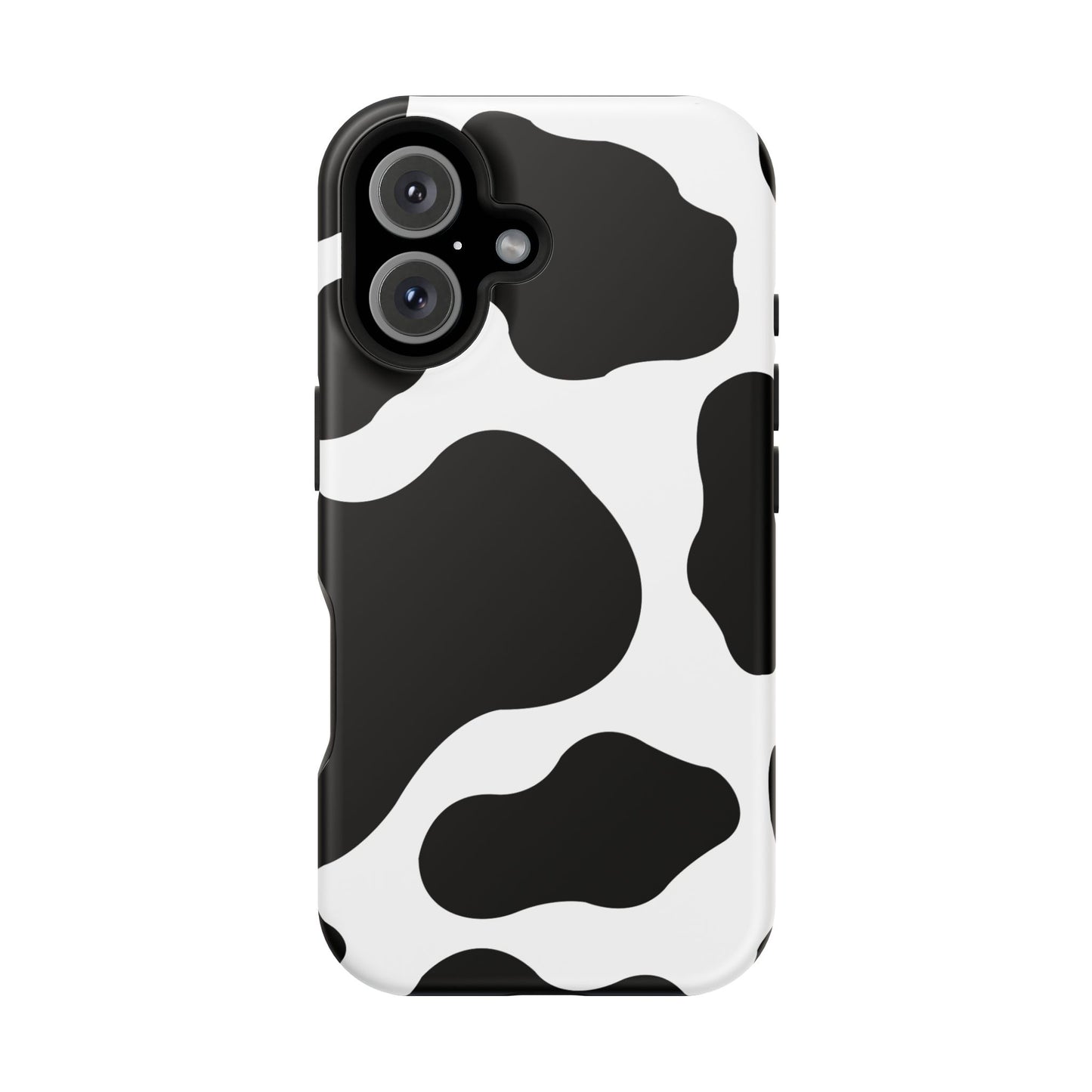 Chic Cow Print Tough Magsafe iPhone Case – Trendy Monochrome Animal Pattern with Dual-Layer Protection