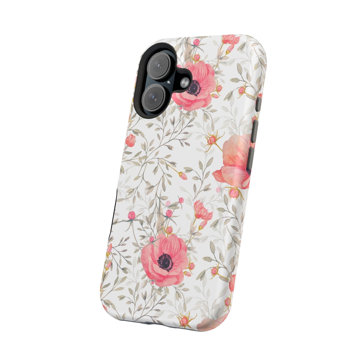 Pink Floral Watercolor MagSafe iPhone Case – Elegant Blossom Design with Magnetic Compatibility