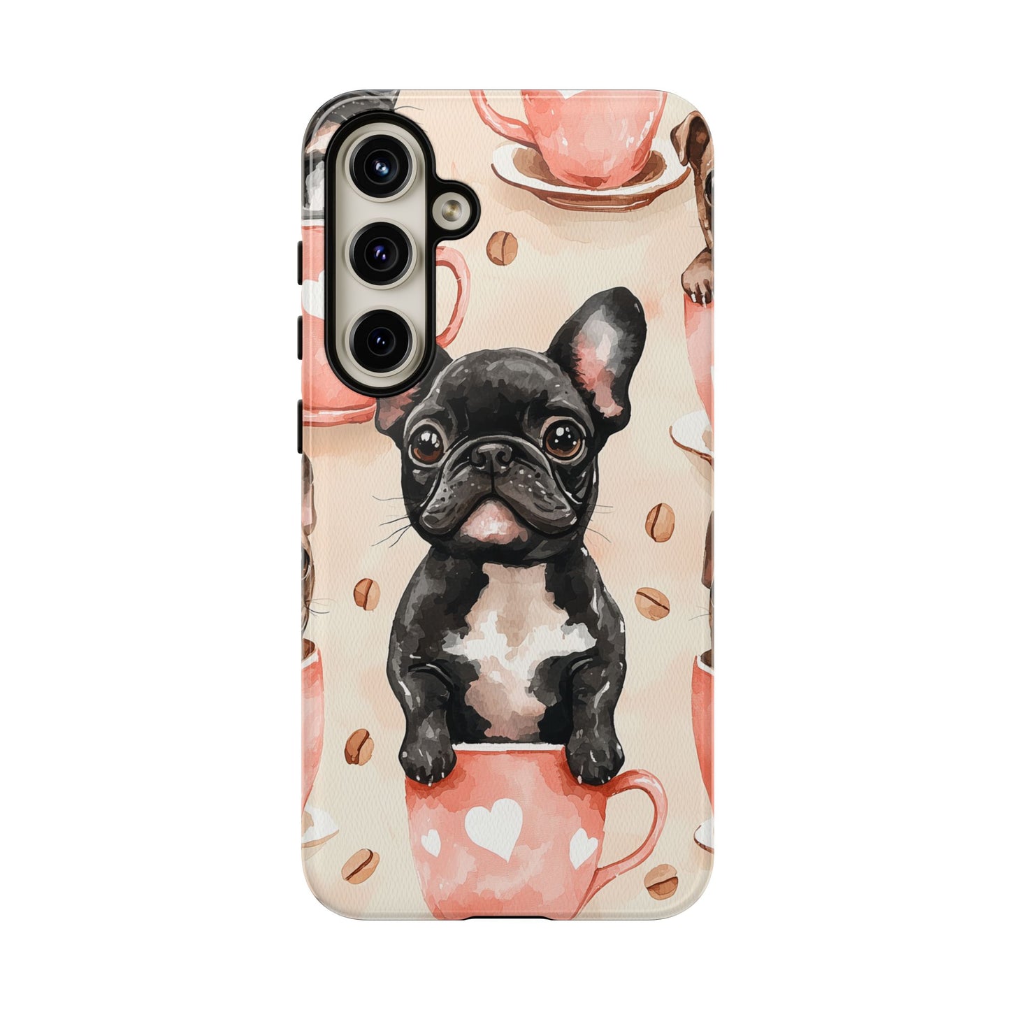 French Bulldog in Coffee Cup  Samsung Galaxy  Case – Cute Dog Art, Shockproof & Slim Design