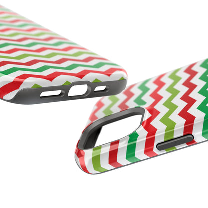 Vibrant Fiesta Chevron – Yellow Green, Green & Red Geometric MagSafe Case