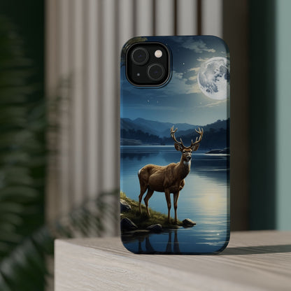 Moonlit Elegance: Stag by the Lake – MagSafe iPhone Case