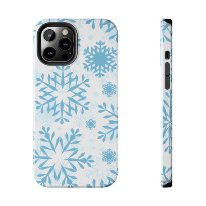 Frosty Blue Snowflakes iPhone Case – Shockproof, Smooth Matte Finish, Dual-Layer Design