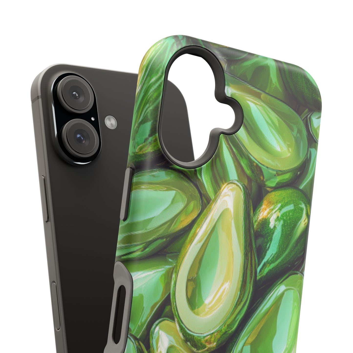 Glossy Avocado MagSafe iPhone Case – Sleek Green 3D Fruit Design, Durable and Stylish