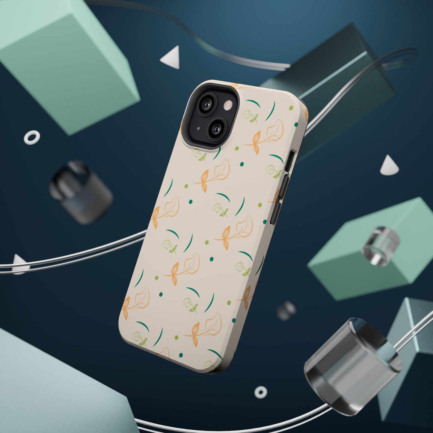 Soft Pastel Abstract Floral Tough MagSafe iPhone Case – Playful Minimalist Design with Dual-Layer Protection