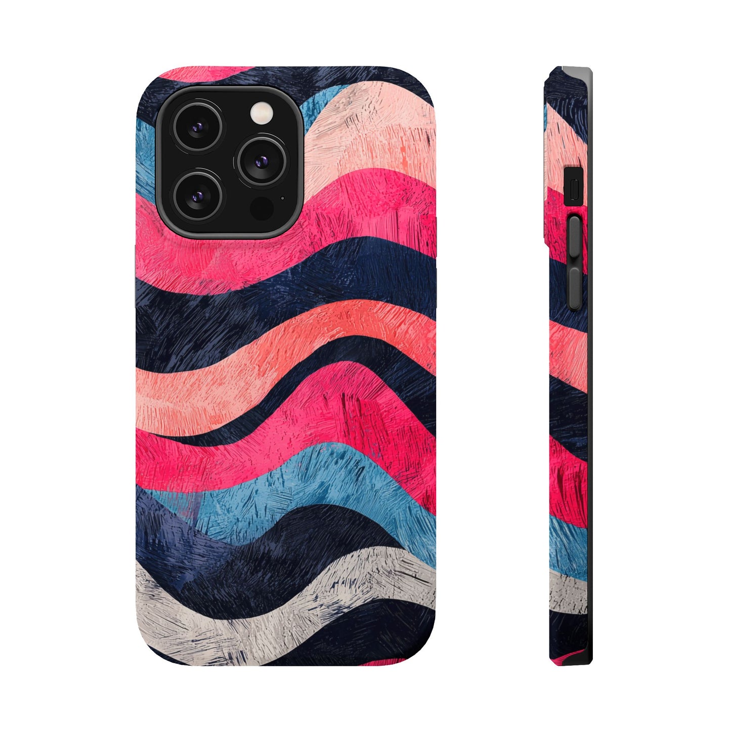 Abstract Wave Pattern MagSafe iPhone Case – Shockproof, Matte Finish, Dual-Layer Protection