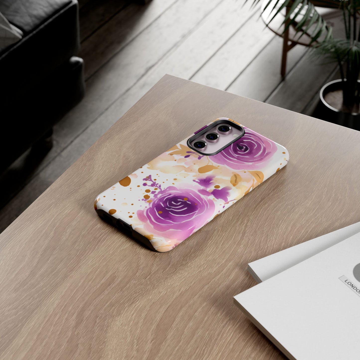 Soft Purple & Gold Floral Splash - Samsung Galaxy Series Case