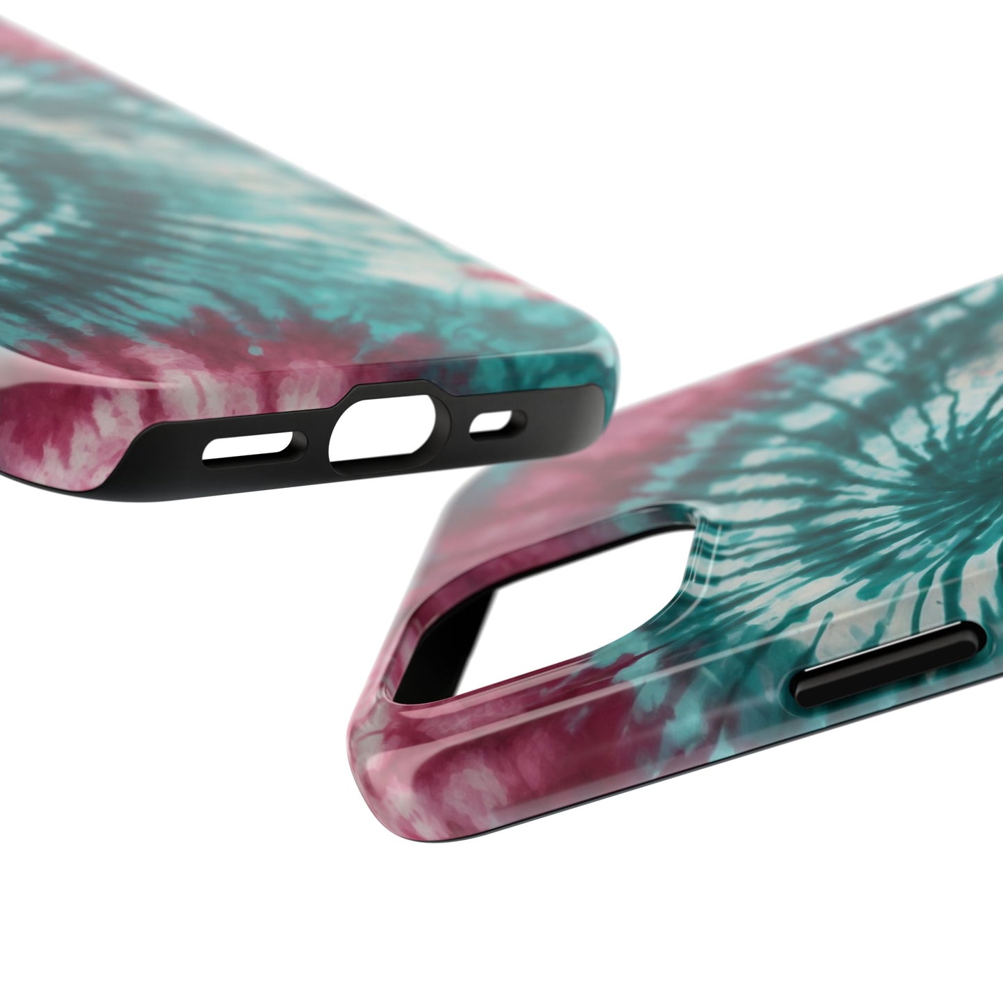 Pink and Teal Tie-Dye iPhone Case – Retro Spiral Design