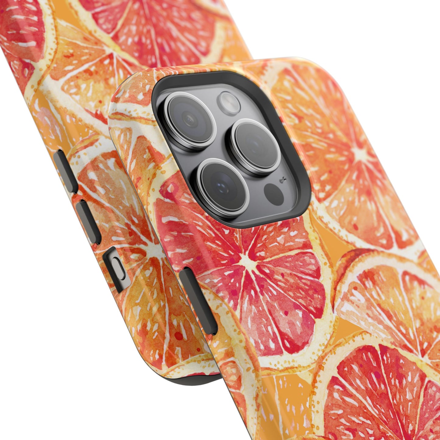 Watercolor Citrus Splash Tough MagSafe iPhone Case – Vibrant Fruit Print, Shock-Resistant Design