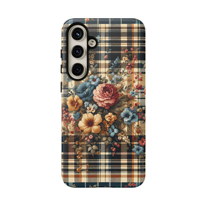 Vintage Floral Checkered Phone Case