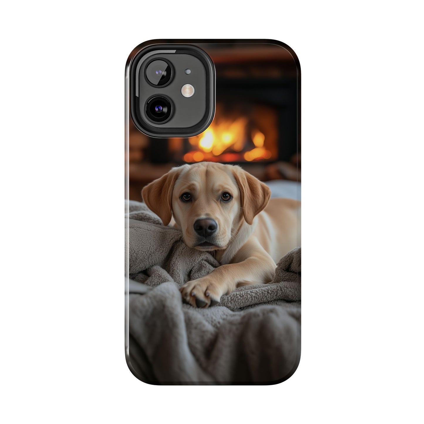 Cozy Golden Retriever by the Fireplace - iPhone Series Case