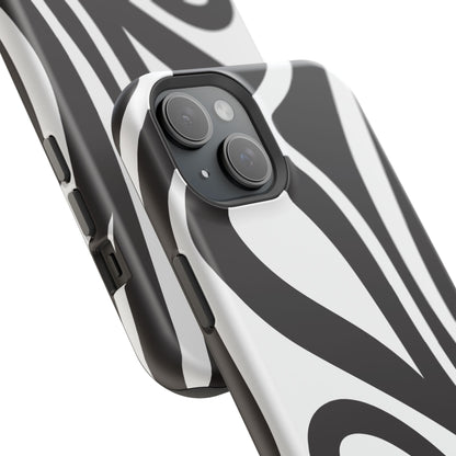 Modern Black and White Abstract Tough MagSafe iPhone Case – Bold Graphic Pattern with Dual-Layer Protection