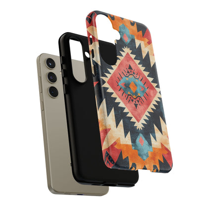 Bold Aztec Pattern Tough Samsung Galaxy Case – Vibrant Geometric Design, Dual-Layer Protection