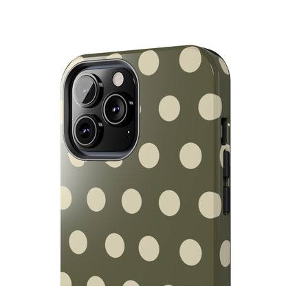 Vintage Green & Cream Polka Dots – iPhone Case