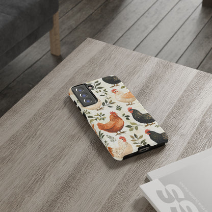 Samsung Galaxy Case: Vintage Chicken Farmhouse Case – Rustic Leaves Design