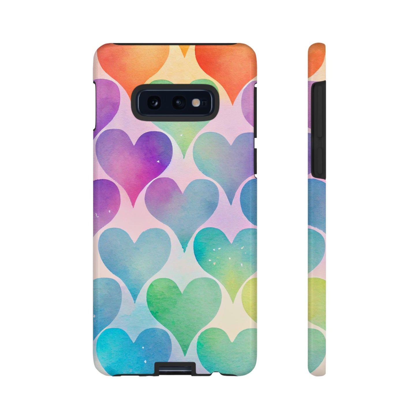 Rainbow Hearts Watercolor Samsung Galaxy Case – Slim Design, Glossy Finish