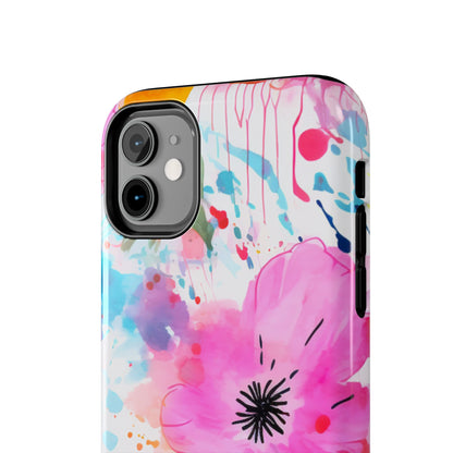 Color Splash Pink & Orange Watercolor Floral - iPhone Case