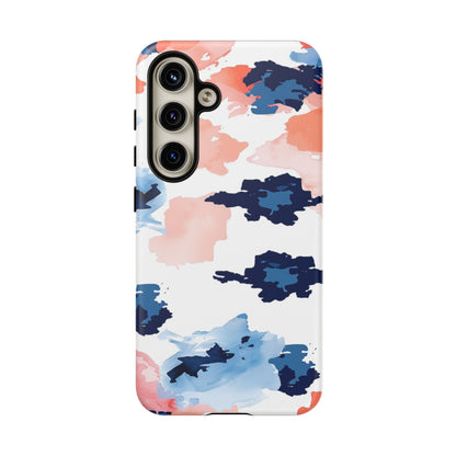 Abstract Coral & Navy Watercolor Design – Samsung Galaxy Case