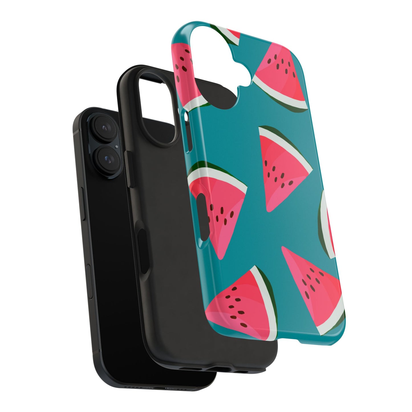 Watermelon Bliss iPhone Case – Vibrant Summer Fruit Design on Teal Background