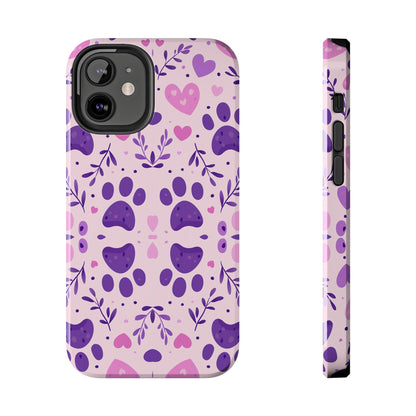 Pastel Paw Print iPhone Case - Cute Pet-Themed Floral Protective Cover