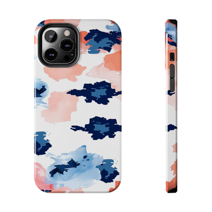 Abstract Coral & Navy Watercolor Design – iPhone Case