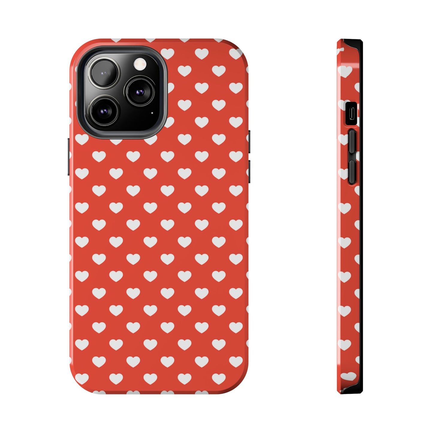 White Hearts on Red iPhone Case