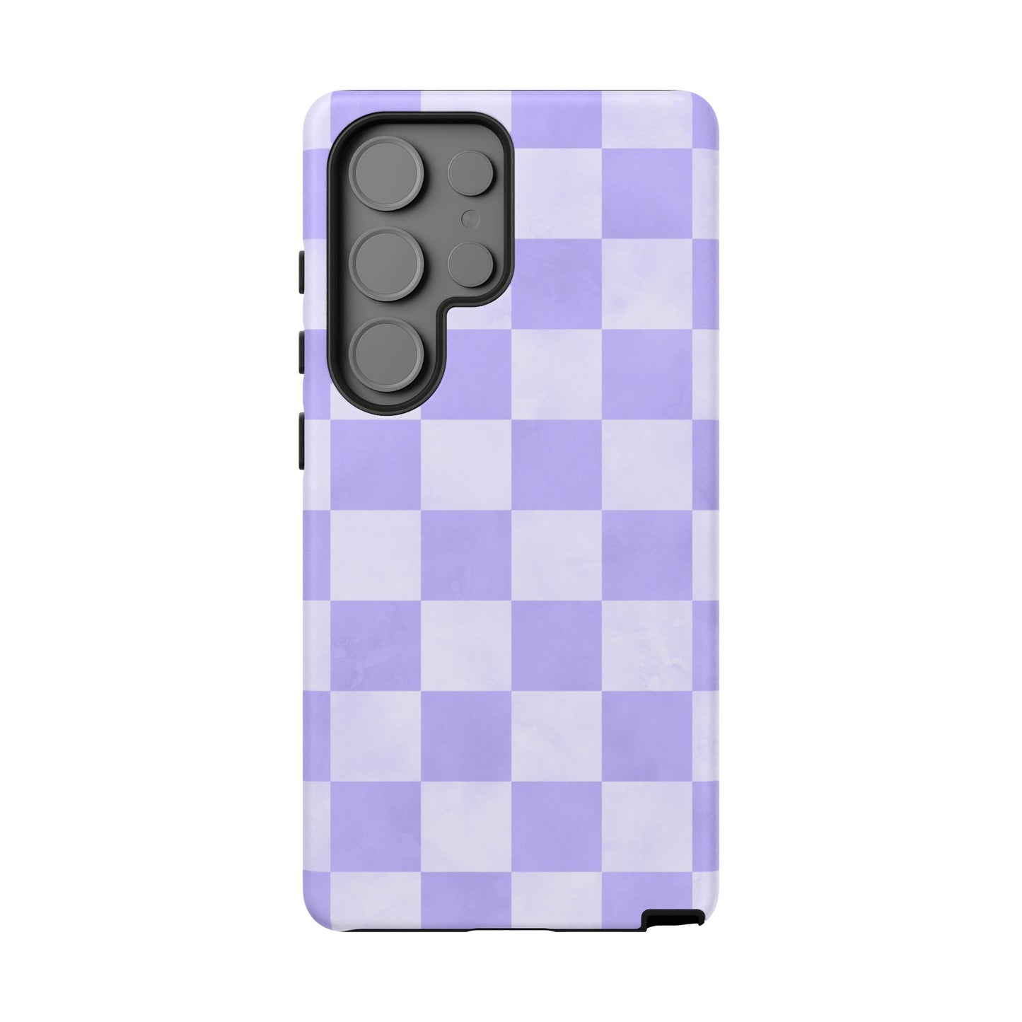 Lavender Checkerboard Samsung Galaxy Case – Shockproof, Smooth Matte Finish, Dual-Layer Design