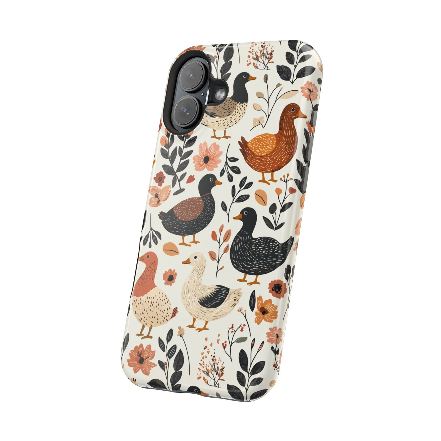 MagSafe iPhone Case: Vintage Duck – Floral & Leaf Design