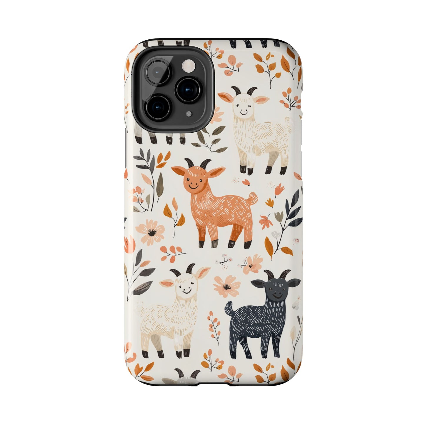 iPhone Case: Smiley Goats & Dried Flowers – Vintage Charm