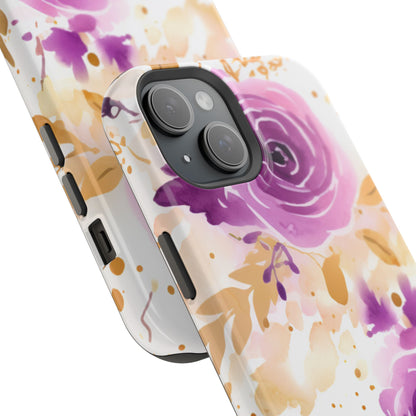 Soft Purple & Gold Floral Splash - MagSafe iPhone Series Case