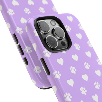 Lilac Paw Prints & Hearts – iPhone Case