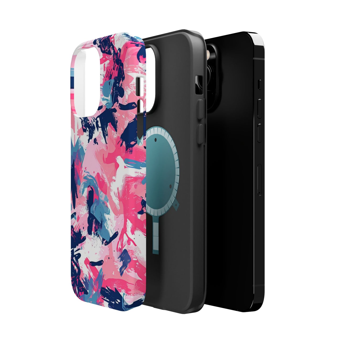 Vibrant Pink & Navy Abstract Splash – MagSafe iPhone Case