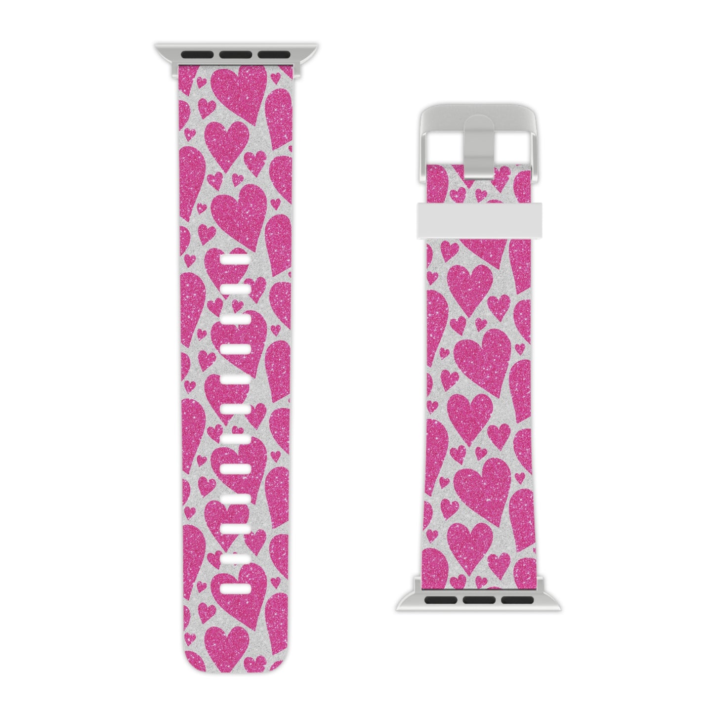  Pink Glitter Hearts Pattern Apple Watch Band