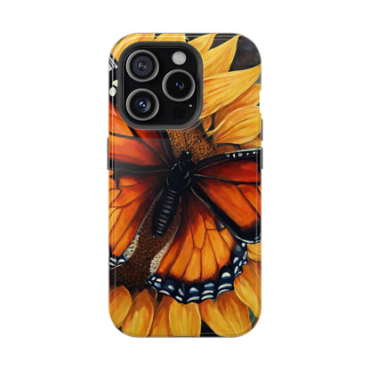 Monarch Butterfly & Sunflower Art – MagSafe iPhone Case