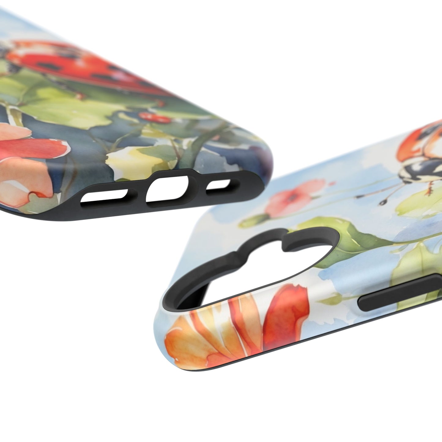 Watercolor Ladybug & Poppy Fields - MagSafe iPhone Case