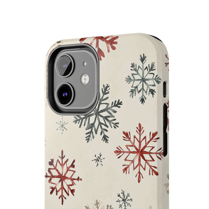 Vintage Red and Gray Snowflake Pattern – iPhone Series Case