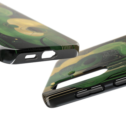 Abstract Green & Gold iPhone Case - Geometric Art Deco Protective Cover