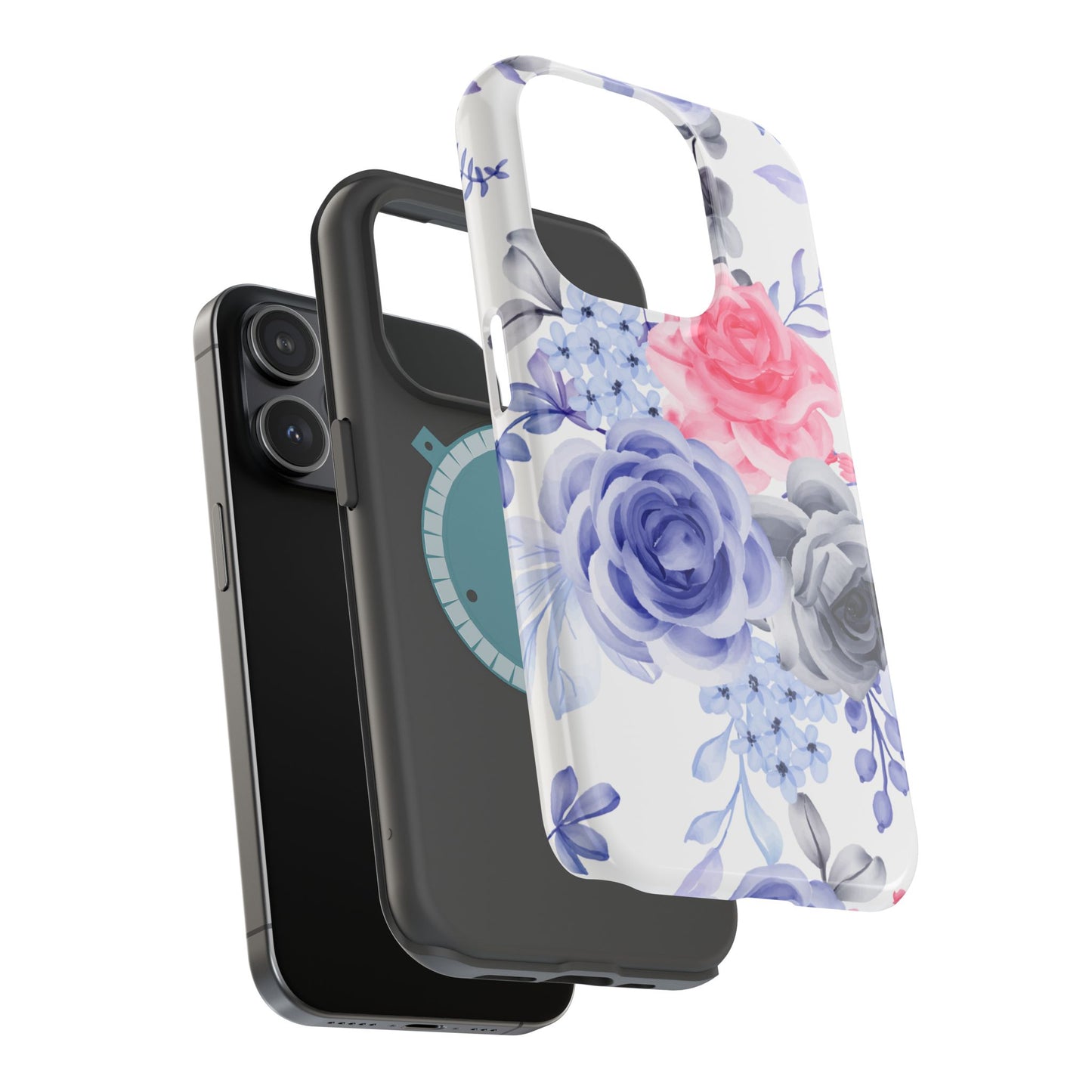 Elegant Blue Floral Watercolor Design – MagSafe iPhone Case