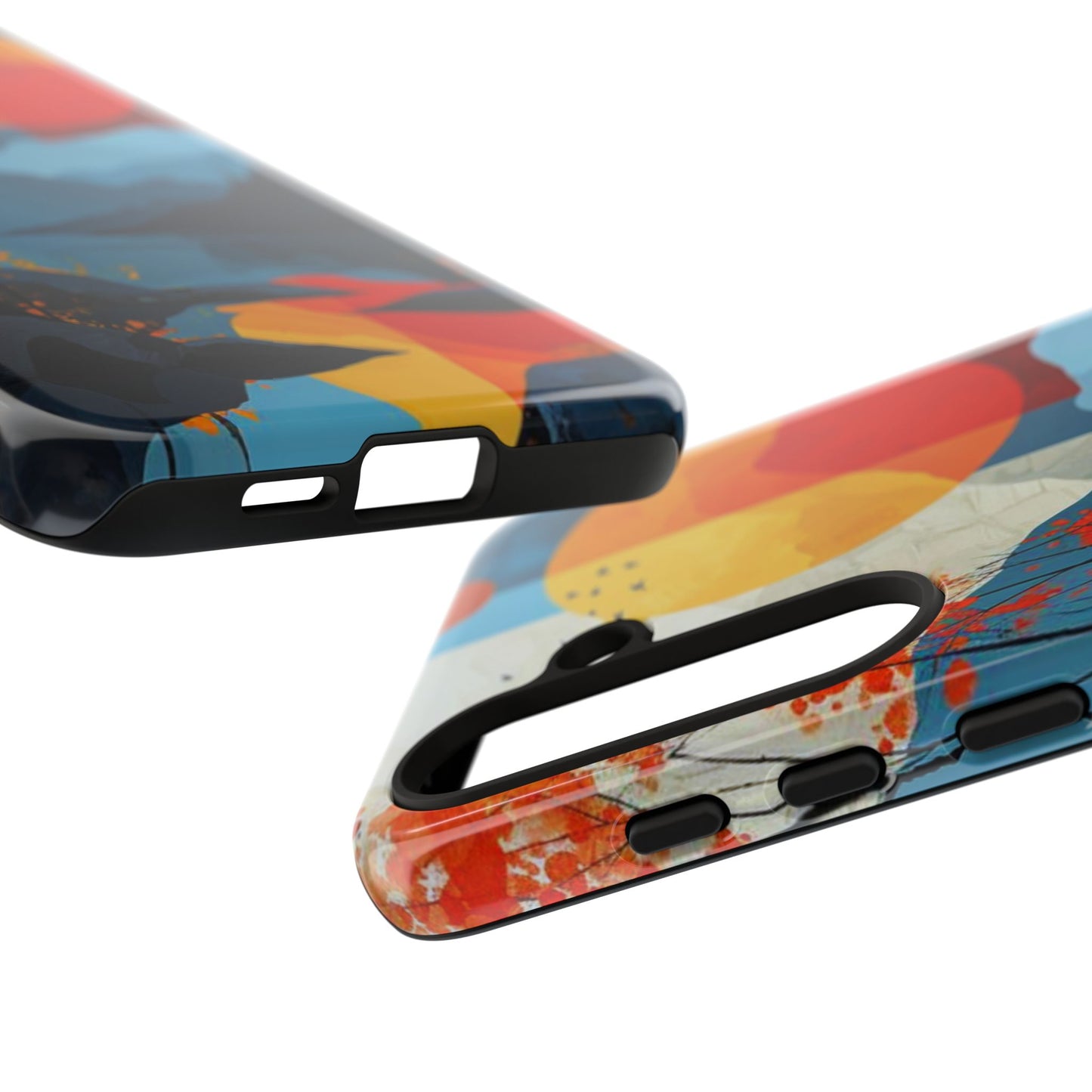 Abstract Autumn Landscape Samsung Galaxy Case – Bold Colorful Sunset Design, Dual-Layer Protection