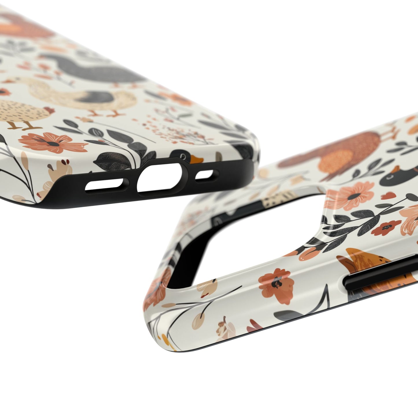 Farm Duck & Flowers iPhone Case – Vintage Floral Design