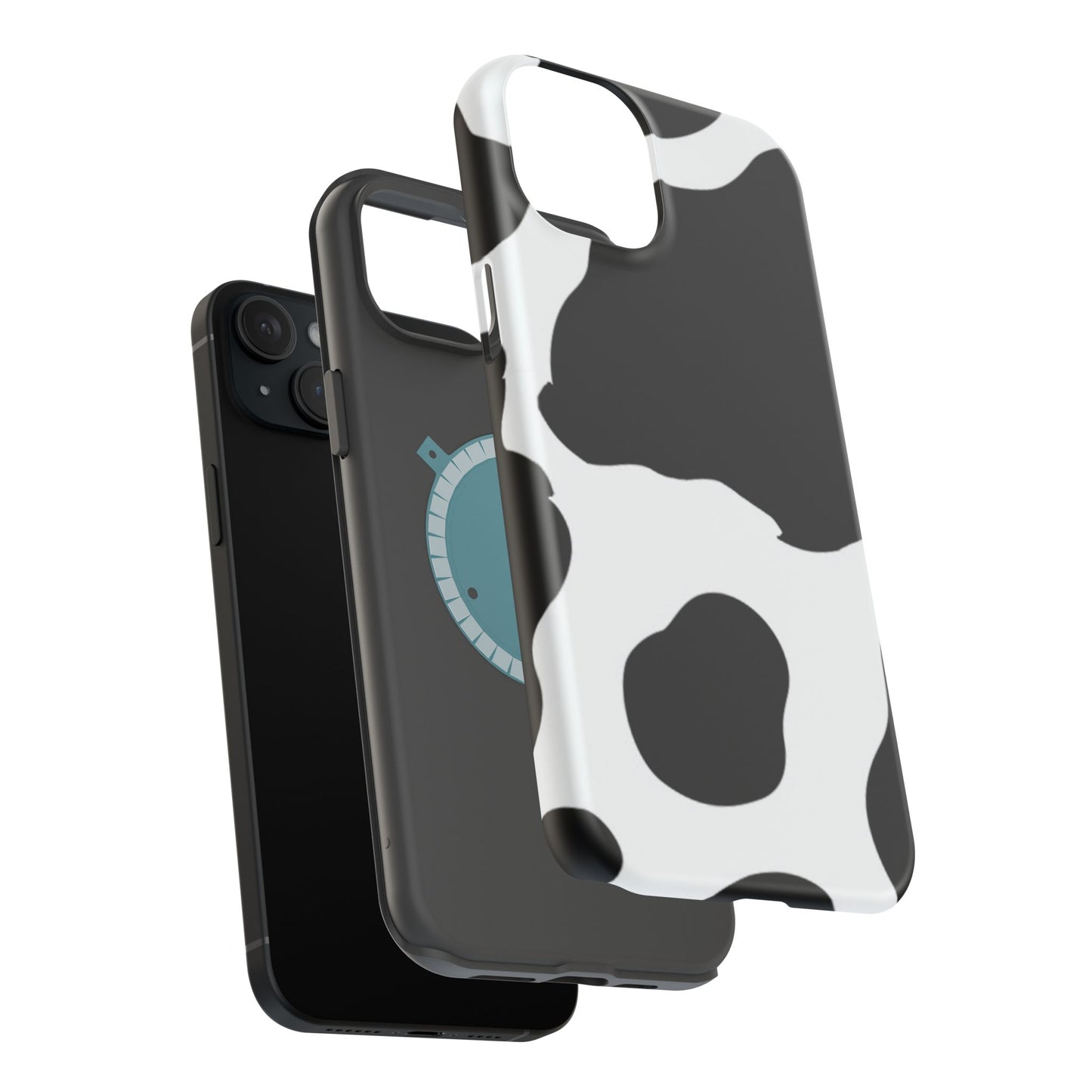 Bold Black and White Cow Print Tough MagSafe iPhone Case – Modern Animal Pattern with Dual-Layer Protection