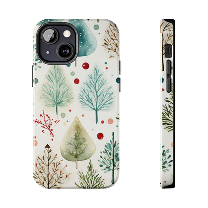 Watercolor Winter Trees iPhone Case – Nature-Inspired, Holiday Theme Protective Cover