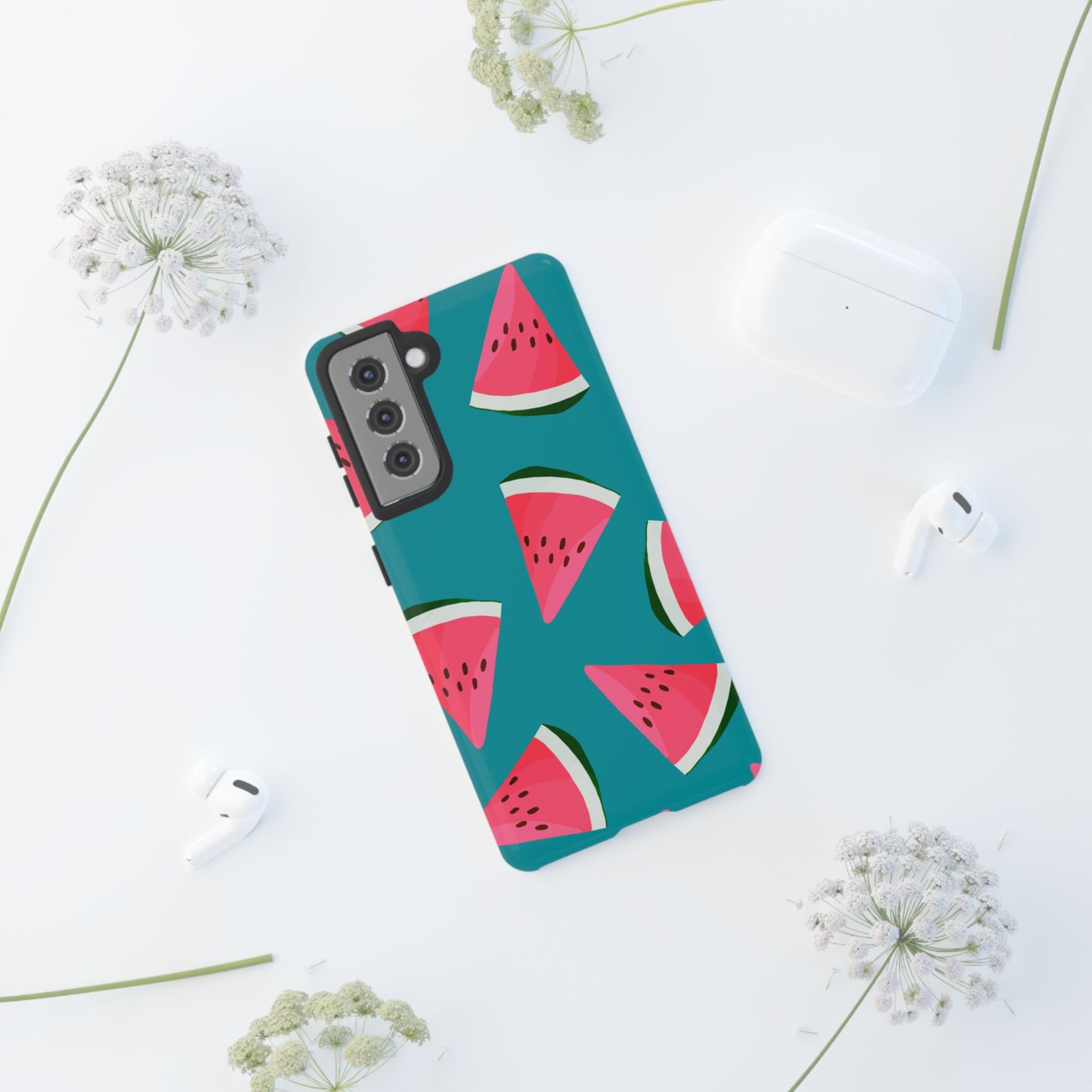 Watermelon Bliss Samsung Galaxy Case – Vibrant Summer Fruit Design on Teal Background