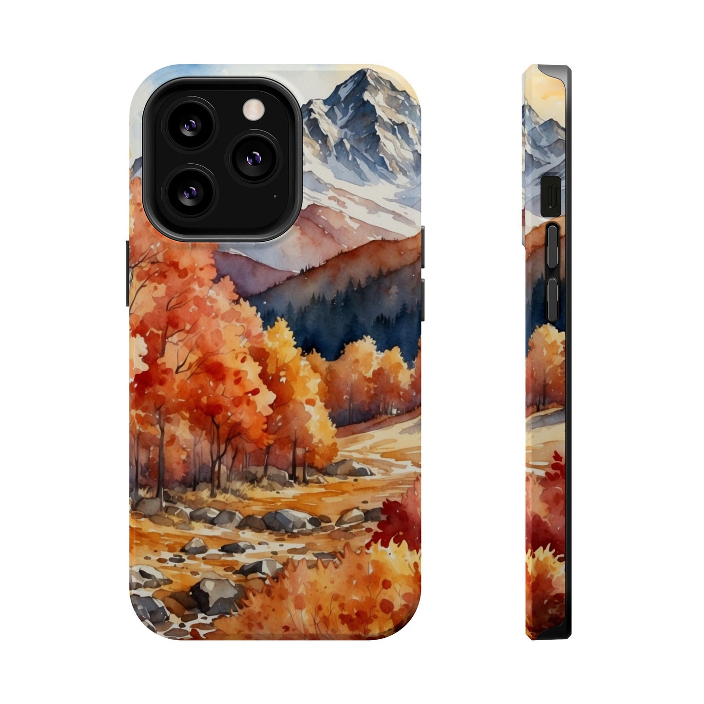 Watercolor Autumn Forest and Mountains - MagSafe iPhone Case