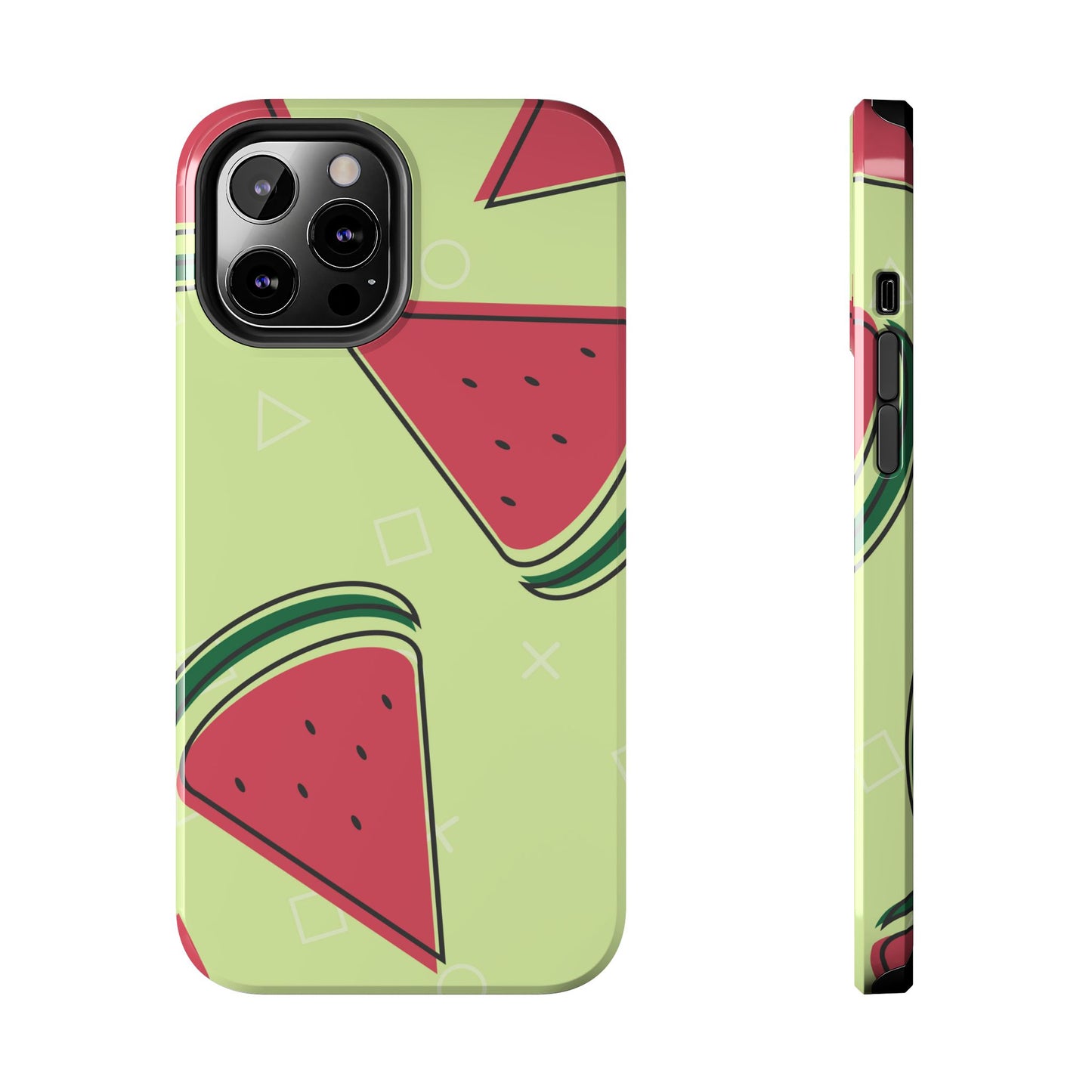 Watermelon Slice iPhone Case – Fresh & Fun Design with Retro Geometric Pattern