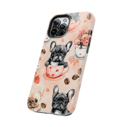 French Bulldogs in Heart iPhone Case – Cute Dog & Floral Design, Shockproof Protection - BOGO Cases