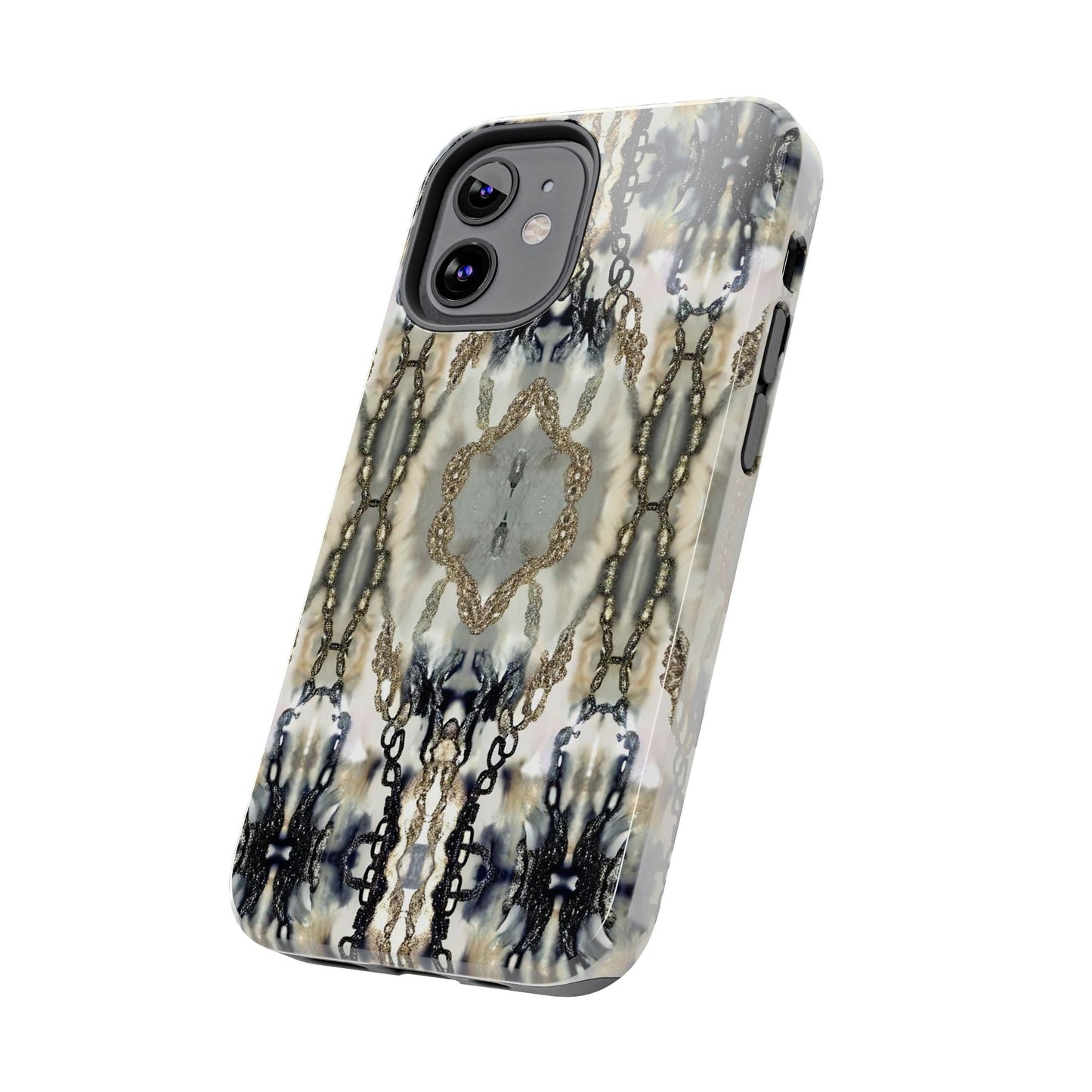 Abstract Marble - Metal Chain Pattern iPhone Case - Chic Protective Cover