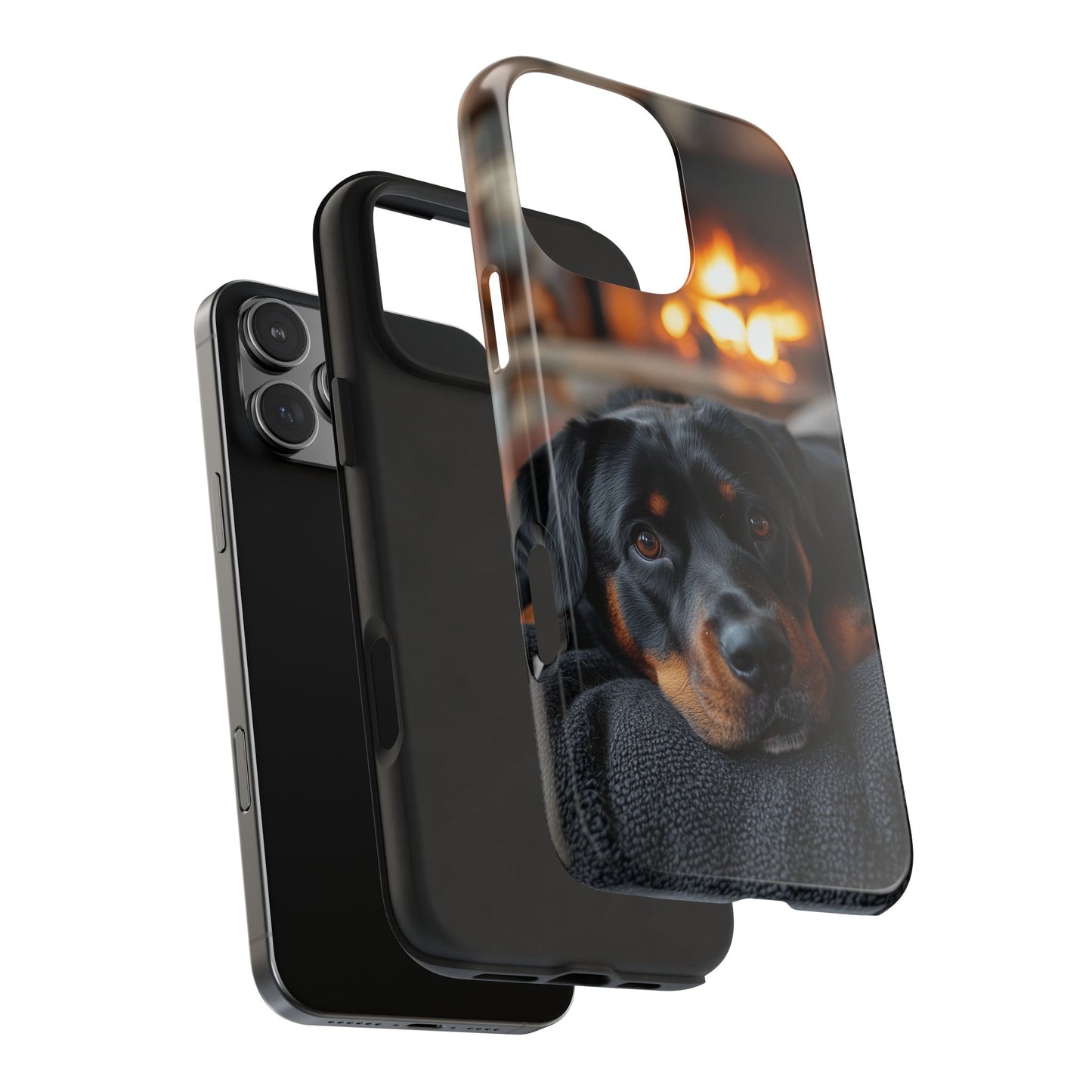 Warm Rottweiler by the Fireplace Samsung Galaxy Case – Rustic Charm for Dog Lovers